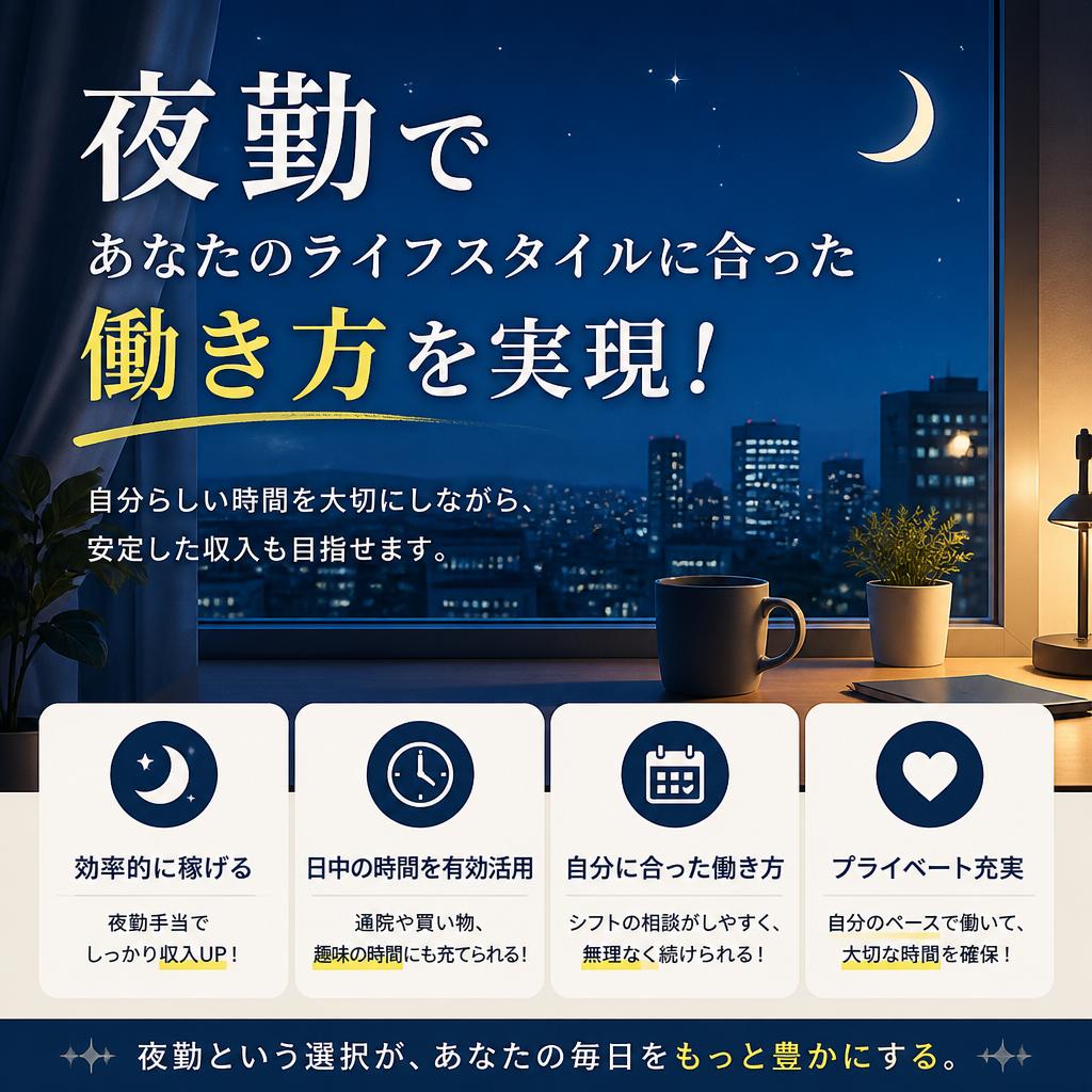 夜勤であなたのライフスタイルに合った働き方を実現！